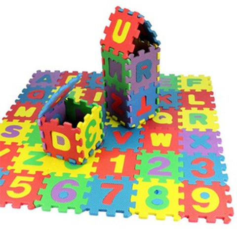 Alfombra para gatear para bebés, estera de juego de puzle de espuma con alfabeto y números de colores, 36 azulejos ► Foto 1/6