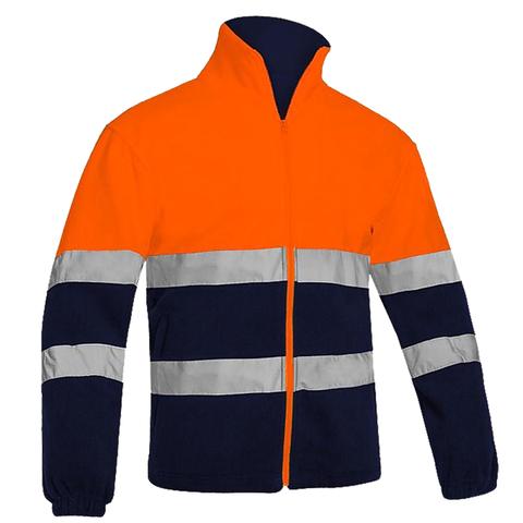 Chaqueta Polar reflectante de alta visibilidad para hombre, de dos tonos, chaqueta de seguridad, cálida, de Trabajo Ropa, naranja, para invierno ► Foto 1/6