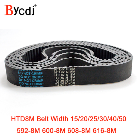 Cinturón síncrono HTD 8M C = 592/600/608/616 ancho 15/20/25/30/40mm dientes 74 75 76 77 HTD8M correa de distribución 600-8M 616-8M ► Foto 1/6