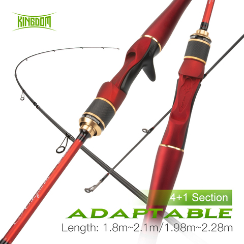 Kingdom-cañas de pescar adaptables 4 + 1 Sección 1,8 m/2,1 m 1,98 m/m L 2,28/ML/M potencia Spinning y Casting, caña portátil de pesca de viaje ► Foto 1/6