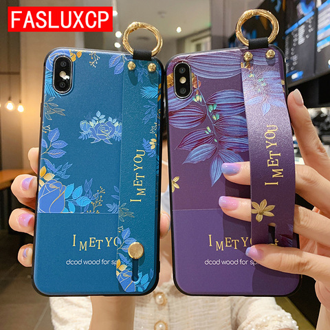 Redmi Nota 9 9 9 8 7 Pro 5 5A 4X caso Floral de lujo muñeca Correa funda de soporte de teléfono para Xiaomi Mi 9T 9 Lite 9 8 5X 6X A1 A2 Etui ► Foto 1/6