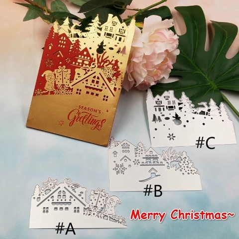 Molde Plantilla de troquelado para casa de Navidad, árbol, muñeco de nieve, Santa Claus, arte artesanal, tarjeta de decoración ► Foto 1/6