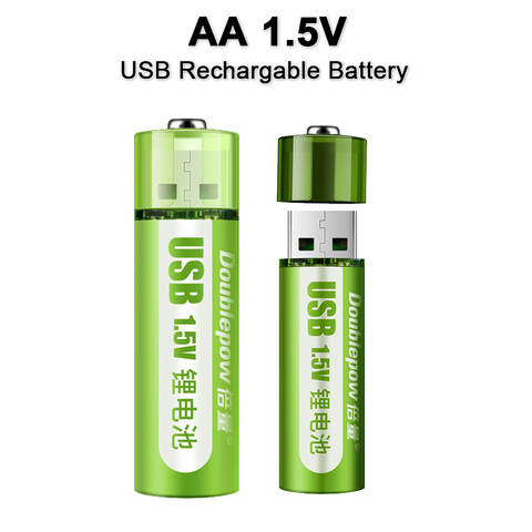 Batería de iones de litio recargable por USB, 1,5 V, AA, 1800mWh, para control remoto, ratón, pequeño ventilador, batería juguete eléctrico de alta capacidad ► Foto 1/1