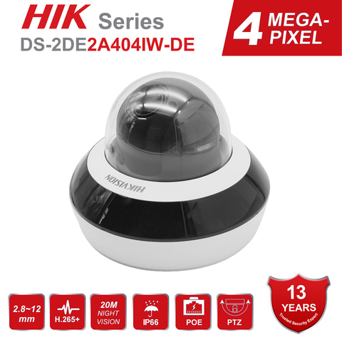 Hikvision cámara IP PTZ H.265 DS-2DE2A404IW-DE3 4MP 4X Zoom 2,8-12-12mm de la Lente de la red de vigilancia de vídeo POE cámara domo CCTV Audio ► Foto 1/6