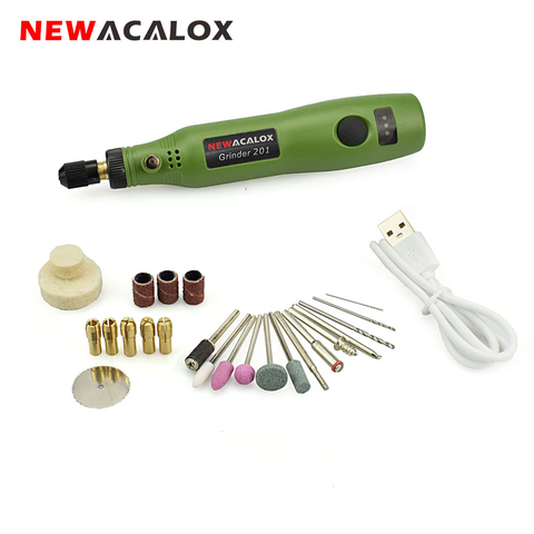 NEWACALOX-Mini juego de amoladora de velocidad Variable, taladro eléctrico de carga USB, pluma de grabado, Kit de herramientas rotativas para tallado pulido ► Foto 1/6