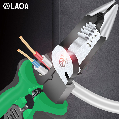 LAOA-Pelacables multifunción 6 en 1, 9 pulgadas, acero CR-V, Alicates de punta de aguja para electricista, crimpadora, función dividida ► Foto 1/5