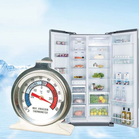 Termómetro para refrigerador y congelador, medidor de temperatura de refrigeración para el hogar, soporte de temperatura de acero inoxidable, Dial tipo-20 a 20 °C ► Foto 1/4