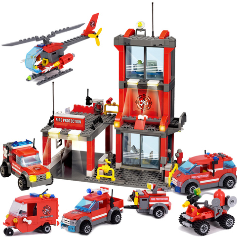 KAZI Fire Station-bloques de construcción para niños, juguete de ladrillos para armar Rama de ciudad, amigos, modelo DIY ► Foto 1/1