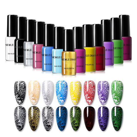 NICOLE DIARY-esmalte de uñas estampado, colorido, negro, blanco, placa para decoración de uñas, estampado pulido arte de esmalte de uñas ► Foto 1/6