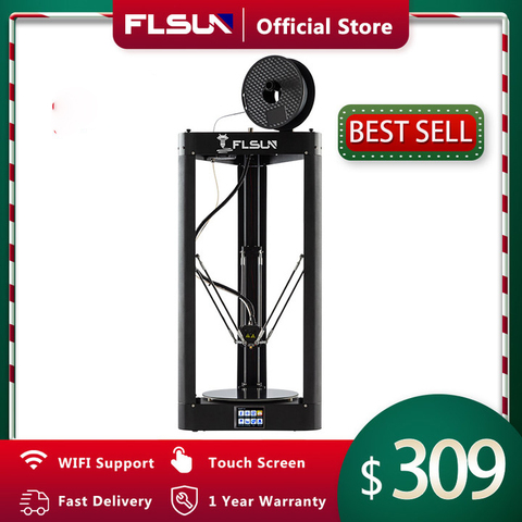 FLSUN QQ-S 2022 de alta velocidad Delta 3D impresora gran tamaño más 255*360mm kossel 3d-impresora actualización Auto-nivelado pantalla táctil ► Foto 1/6