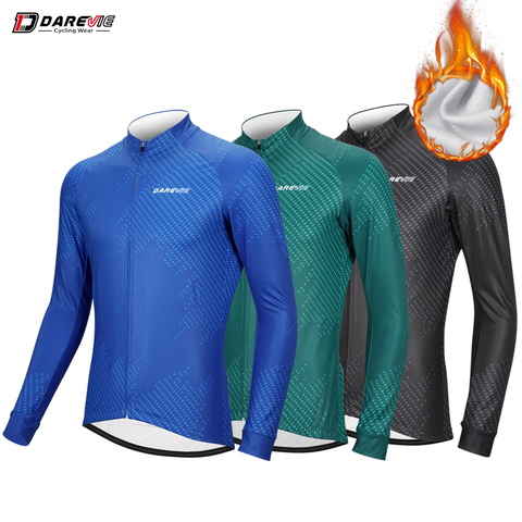 DAREVIE ciclismo Jerysey térmico Invierno Polar ciclismo Jersey de los hombres de invierno de ropa de ciclismo equipo Pro manga completa Jersey de bici de carretera ► Foto 1/6