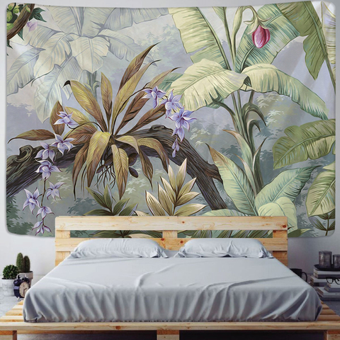 Tapiz de planta Tropical impresa para colgar en la pared, nórdico Ins, hogar, sala de estar, dormitorio, pintura colgante, decoración de fondo ► Foto 1/6