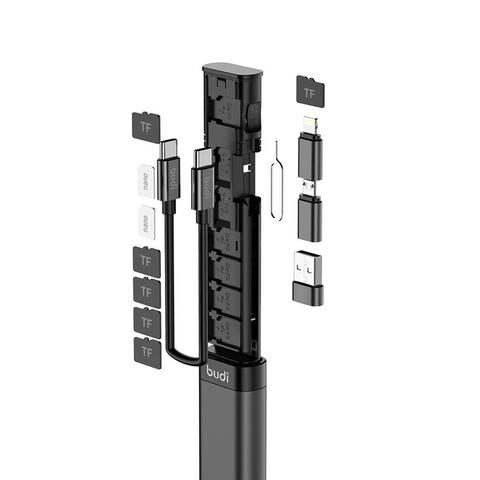 BUDI-adaptador inteligente multifunción para almacenamiento de tarjeta, Cable USB, caja Universal para iPhone, Xiaomi, Huawei, suministros de teléfono portátil ► Foto 1/6