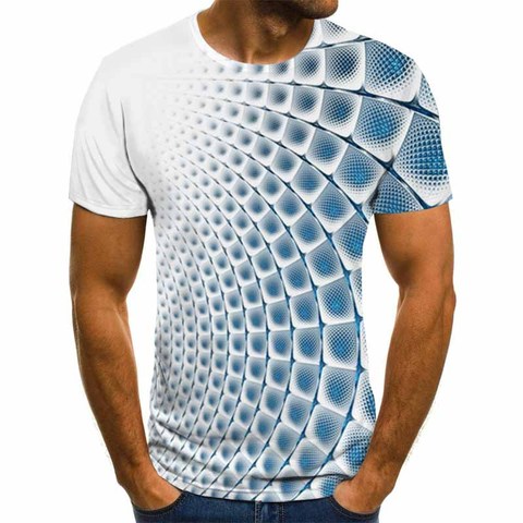 Camiseta informal de verano para hombre, tops Harajuku de celosía 3D, camiseta tridimensional con espiral, camisa de cuello redondo de talla grande, ropa de calle, novedad de 2022 ► Foto 1/6