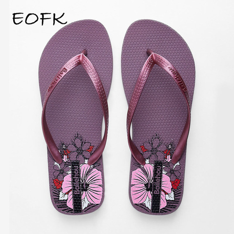 EOFK-Chanclas de verano para mujer, chanclas femeninas de diseño a la moda, chanclas de color morado para el hogar ► Foto 1/6