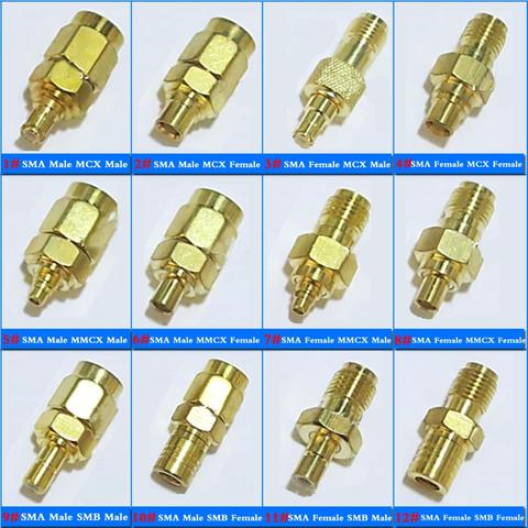 1X Uds alta calidad conector de RF hembra SMA a SMB MCX MMCX Jack SMA-MCX SMA-MMCX SMA-SMB SMA/SMB/MCX/MMCX chapados en oro recto ► Foto 1/4