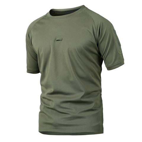 Camiseta de senderismo para hombre, camisa de entrenamiento de camuflaje transpirable de secado rápido, combate táctico militar, cuello redondo, 2XL, Verano ► Foto 1/5