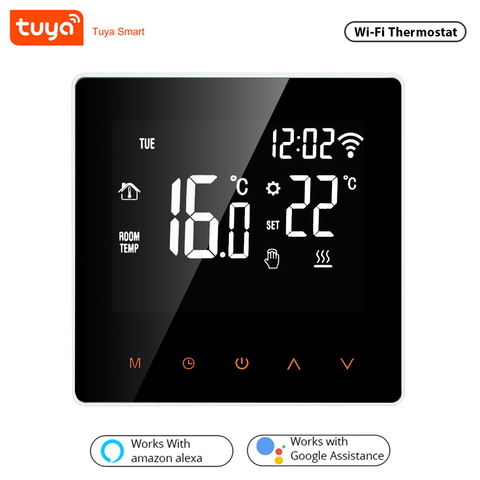 Controlador de temperatura Digital programable, termostato inteligente con WiFi de 16A, pantalla táctil LCD con Control por aplicación ► Foto 1/6