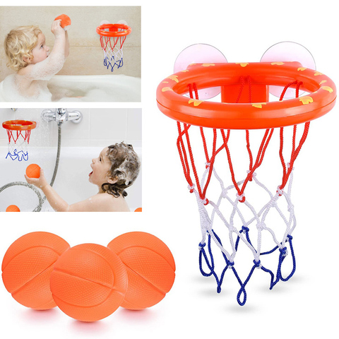 Niño juguetes de baño niños tiro de la bañera de agua juego para bebé niña Niño con 3 Mini de plástico de baloncesto divertido ducha ► Foto 1/6