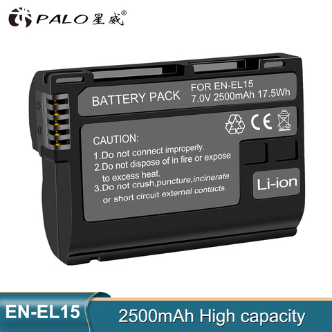 PALO de alta calidad 2500 mAh EN-EL15 ENEL15 es EL15 decodificado de batería de la cámara para Nikon D600 D610 D800 D800E D810 D7000 d7100 D7200 V1 ► Foto 1/6