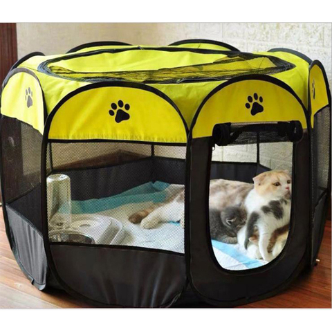 Tienda de campaña al aire libre para mascotas, caseta portátil, cercas para perros grandes y pequeños, corralito plegable para interiores, jaula para cachorros y gatos, entrega en habitación ► Foto 1/6