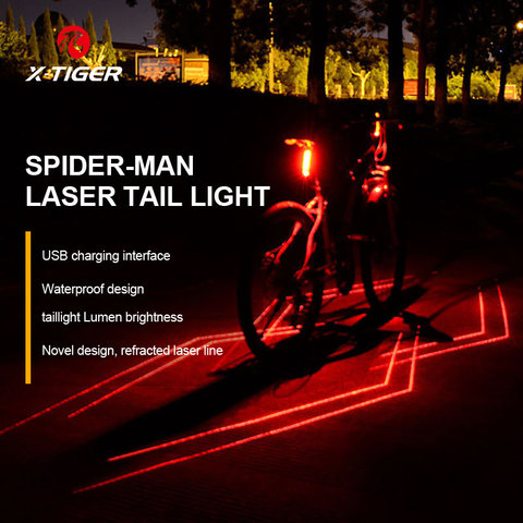 X-tiger-luz trasera para bicicleta, accesorios IPx5, resistente al agua, carga LD, láser ► Foto 1/6