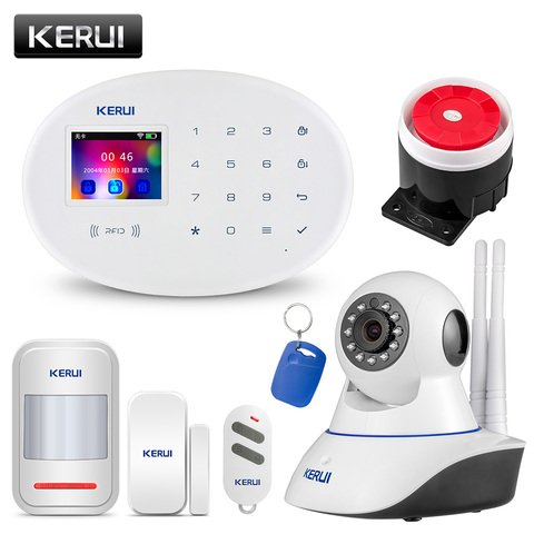 KERUI W20 de seguridad sistema de alarma WIFI/GSM inalámbrica aplicación remota de Control de pantalla de 2,4 pulgadas conmutable Idioma alarma antirrobo ► Foto 1/6