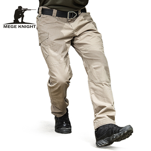 MEGE-Pantalones tácticos militares para hombre, pantalón de combate, informal, de algodón, elástico, antipolvo, con múltiples bolsillos, ropa militar ► Foto 1/6