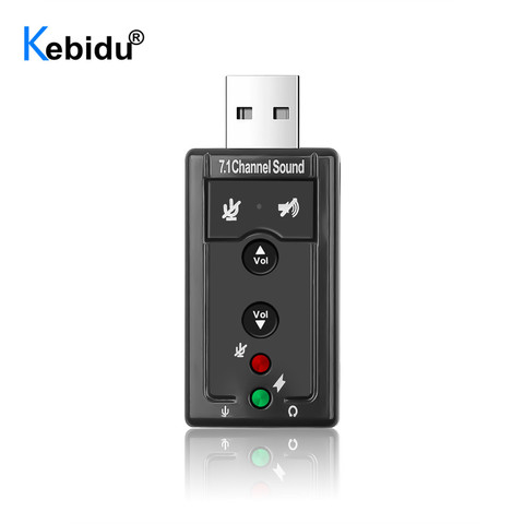 KEBIDU-tarjeta de sonido de Audio USB 7,1, 2,0 canales, micrófono, altavoz, auriculares de Audio con micrófono, convertidor de Jack de 3,5mm para ordenador portátil ► Foto 1/6