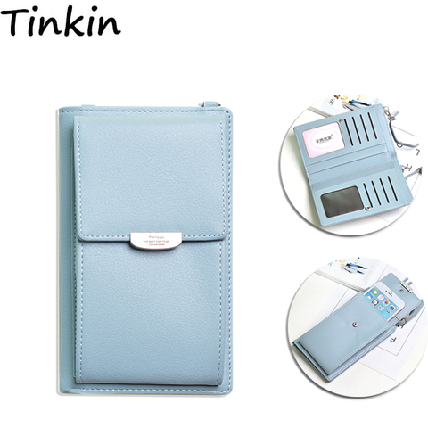 Tinkin-Bolso de hombro multifunción de cuero PU para mujer, bolsa para teléfono móvil, Color caramelo ► Foto 1/6