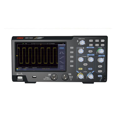 SDS1102X 110MHz 1GS/s/ancho de banda osciloscopio de almacenamiento Digital de 2 canales 7''inch pantalla LCD portátil USB osciloscopios digitales de la ► Foto 1/6