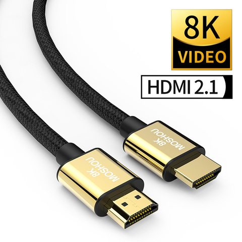 Cable de HDMI 2,1 8K 60Hz 4K 120Hz 48Gbps, Cable de vídeo MOSHOU HDR para amplificador TV PS4 PS5 NS proyector de alta definición ► Foto 1/6