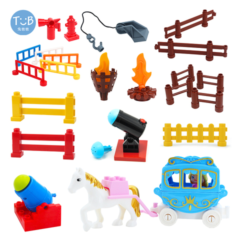 Edificio grande bloques princesa caballo coche cañón cerca montar Juguetes de bricolaje para niños compatibles con LEGO Duplo Sets ladrillos regalos para bebé ► Foto 1/6