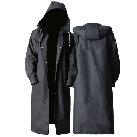 Chubasquero Impermeable largo para hombre y mujer, Poncho grueso Impermeable de color negro EVA para exteriores, senderismo, viaje ► Foto 1/6