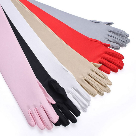 Guantes largos elásticos para mujer, accesorios para vestido de cena y fiesta de noche, guantes con protección solar Anti-UV para conducir ► Foto 1/6