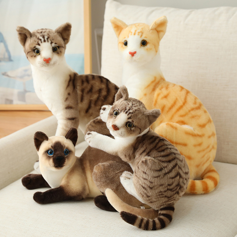 Muñeco de felpa de gato siamés realista para niñas, juguete de decoración para el hogar, regalo de cumpleaños ► Foto 1/6