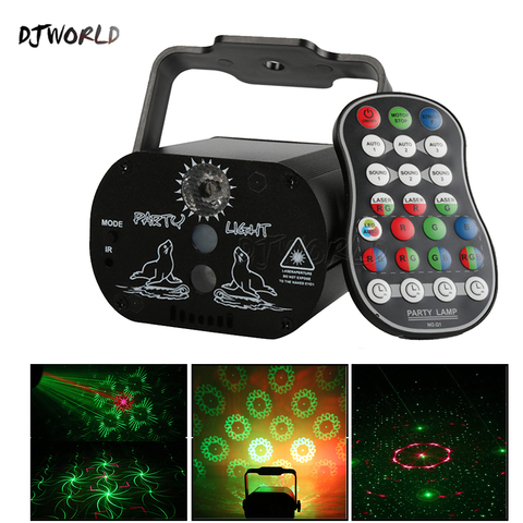 Djworld Mini efecto 60 patrones RGB USB cargado luz láser inalámbrica proyección remota para Dj Fiesta Disco pista de baile ► Foto 1/6