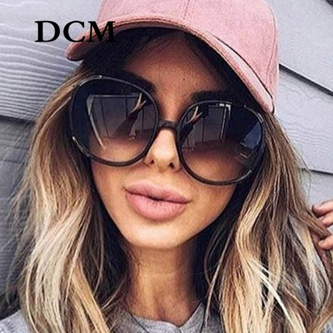 DCM-gafas de sol redondas de gran tamaño para mujer, lentes femeninos con gradiente de marca a la moda, 2022 UV400 ► Foto 1/6