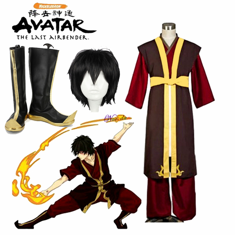 Disfraz de Cosplay de Avatar del último maestro aéreo Zuko, disfraz del Rey, uniforme del príncipe, Anime Aang Zuko, zapatos de Cosplay, peluca para fiesta de Halloween ► Foto 1/6