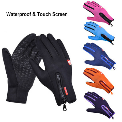 Guantes Térmicos para hombre y mujer, resistentes al viento y con pantalla táctil, impermeables, cálidos, para invierno, ciclismo, ciclismo, guantes de esquí deportes ► Foto 1/6