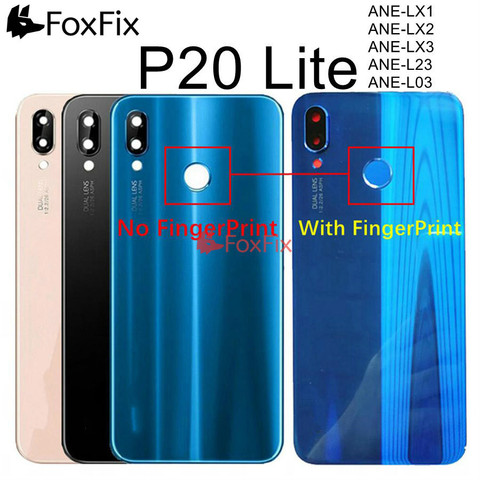 Funda de cristal trasera para Huawei P20 Lite, protector de batería, Panel de puerta, P20 Lite, carcasa de puerta trasera con botón de huella dactilar Nova 3e ► Foto 1/6