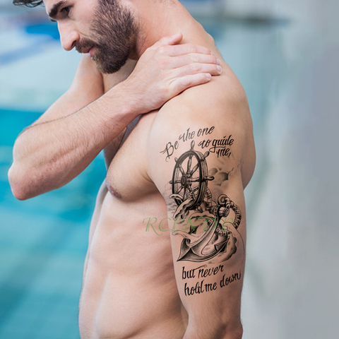 Tatuaje temporal a prueba de agua con ancla, tatuaje falso de gran tamaño, Tatuajes Temporales, arte corporal para mujeres, niñas y hombres ► Foto 1/6