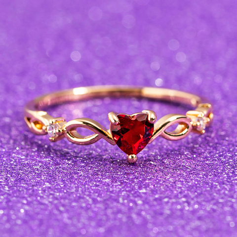 Anillos de boda con corazón para mujer, joyas de compromiso elegantes de color dorado, joyería de circón pequeño ► Foto 1/5