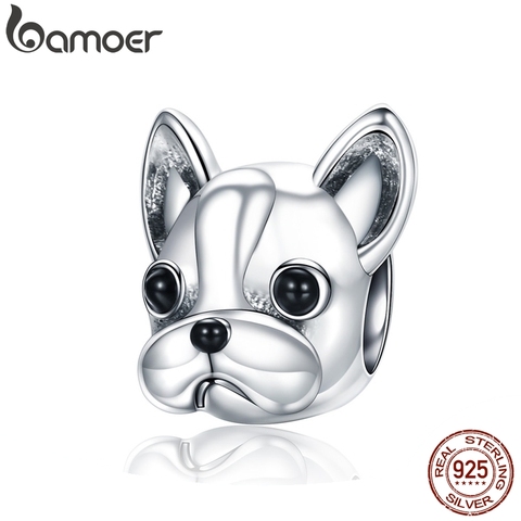 BAMOER Plata de Ley 925 Loyal Partners BULLDOG francés perro cuentas de animales apto para mujeres pulseras de encanto perro DIY joyería SCC315 ► Foto 1/5