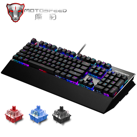 Teclado mecánico para juegos RGB CK108 de Motospeed auténtico, teclado de retroiluminado con LED con cable USB de 104 teclas, soporte de muñeca para jugadores de ordenador ► Foto 1/6