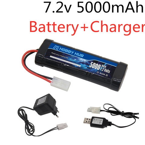 Batería de 7,2 V 5000mAh Ni-MH con enchufe Tamiya, cargador de 7,2 v y batería SC * 6 celdas para coches de carreras RC, barcos, juguetes RC ► Foto 1/6