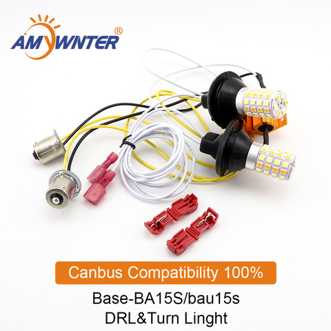 AMYWNTER 1156 led P21W Canbus coche de luz LED de Color Dual Switchback BAU15S bulbo de lámpara de luz ► Foto 1/6