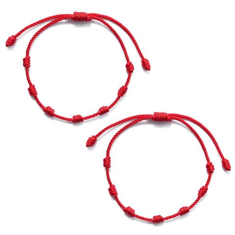 Pulsera de cuerda roja de 7 nudos para la protección del mal de ojo, amuleto de buena suerte para el éxito y la prosperidad, pulsera de amistad, 2 uds. ► Foto 1/6