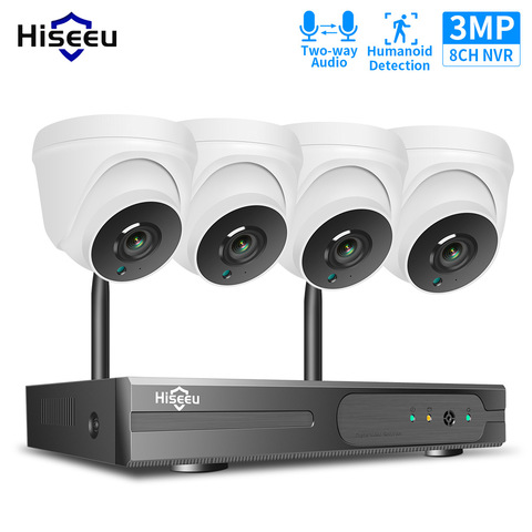 Hiseeu-Kit de videovigilancia para el hogar, Kit de Audio bidireccional HD 1536P, NVR H.265, inalámbrico, 3MP, 8 canales, Sistema de cámaras de seguridad CCTV, 1T, HDD ► Foto 1/6