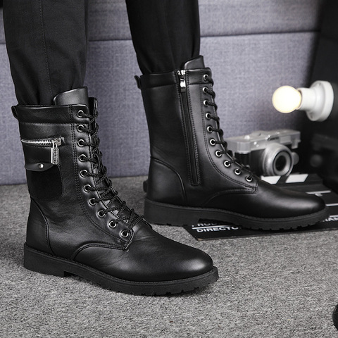 Botas militares de marca para hombre, zapatos con cordones y hebilla de Metal y Calavera, Botas de moto Punk Rock, 2022 ► Foto 1/5